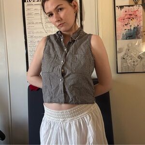 Forever 21 Black and White Gingham Sleeveless Crop Top